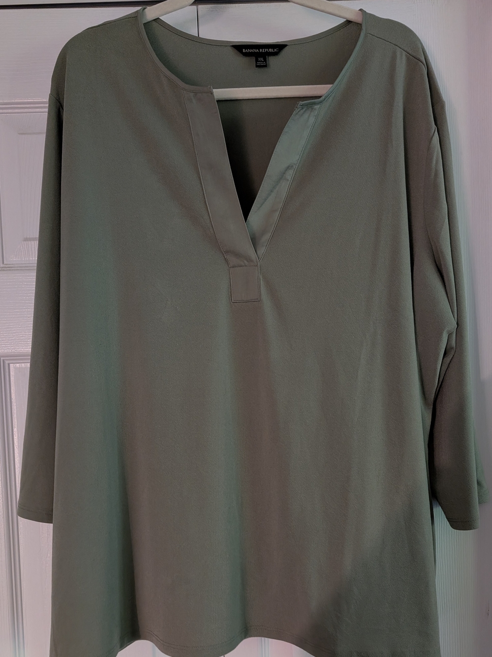 Banana Republic Sage Green Split V-Neck Tunic